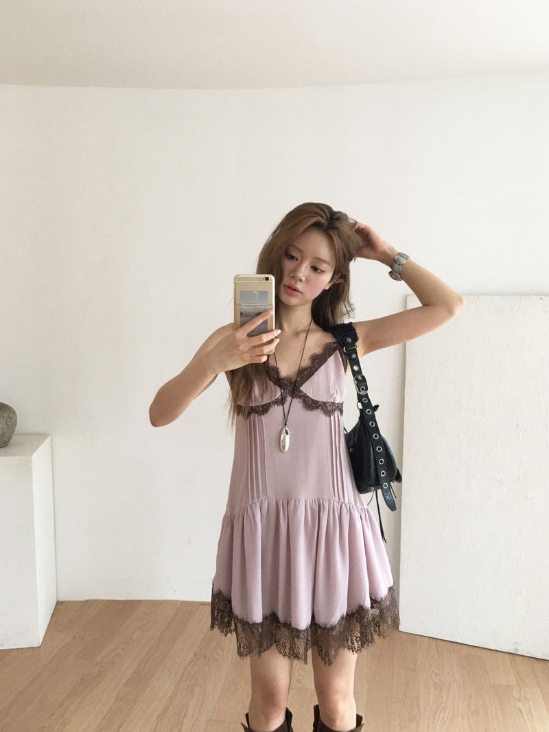 Dolce lace slip mini dress