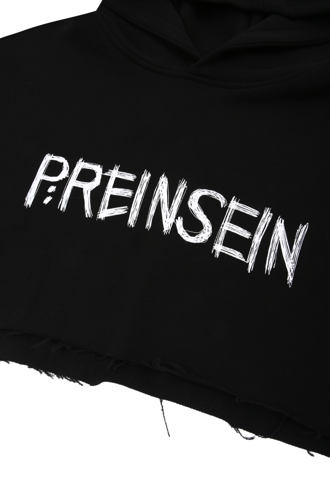 Reinsein doodle raw-edge crop hoodie