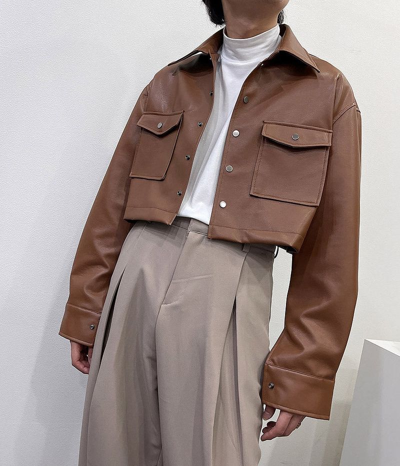 MO French Leather Cropped Jacket (2 colors)