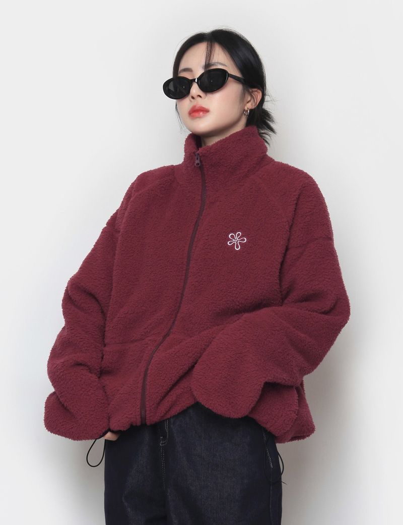 nutellike(ヌテールライク)の「Flower Boa Fleece Zip-Up(Tops)」