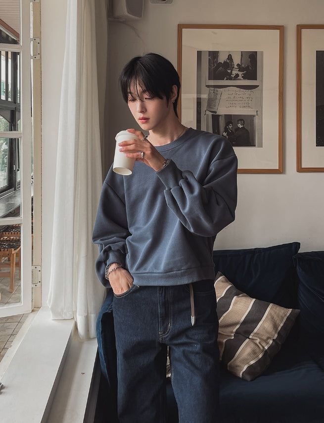 Plain Color Crop Sweatshirt