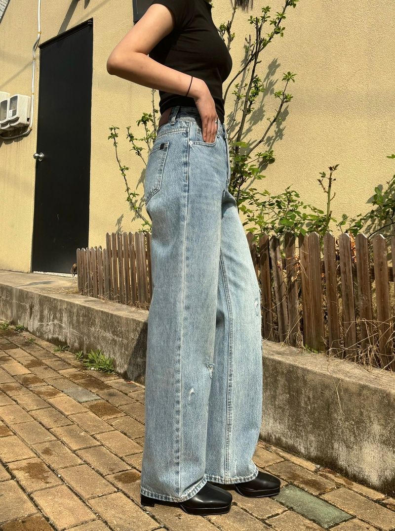 DEMAGE SEMI WIDE FIT DENIM PANTS code 18102