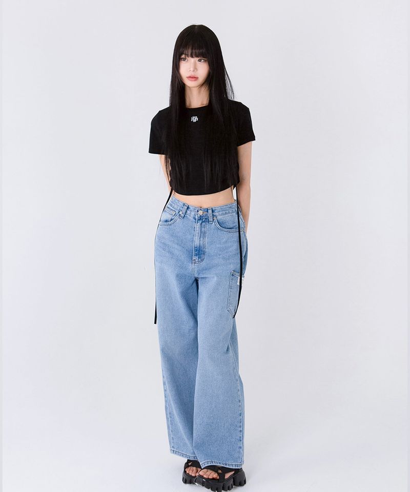 STRING SILKET LOGO HALF T-SHIRT [2color]