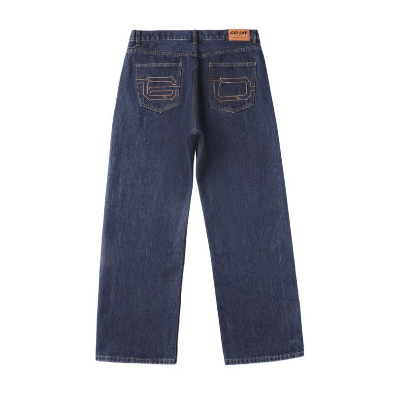 14oz デサイズドセルビッジローワイドレッグジーンズ ネイビー