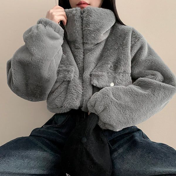 Pocket High-neck Cropped Jumper