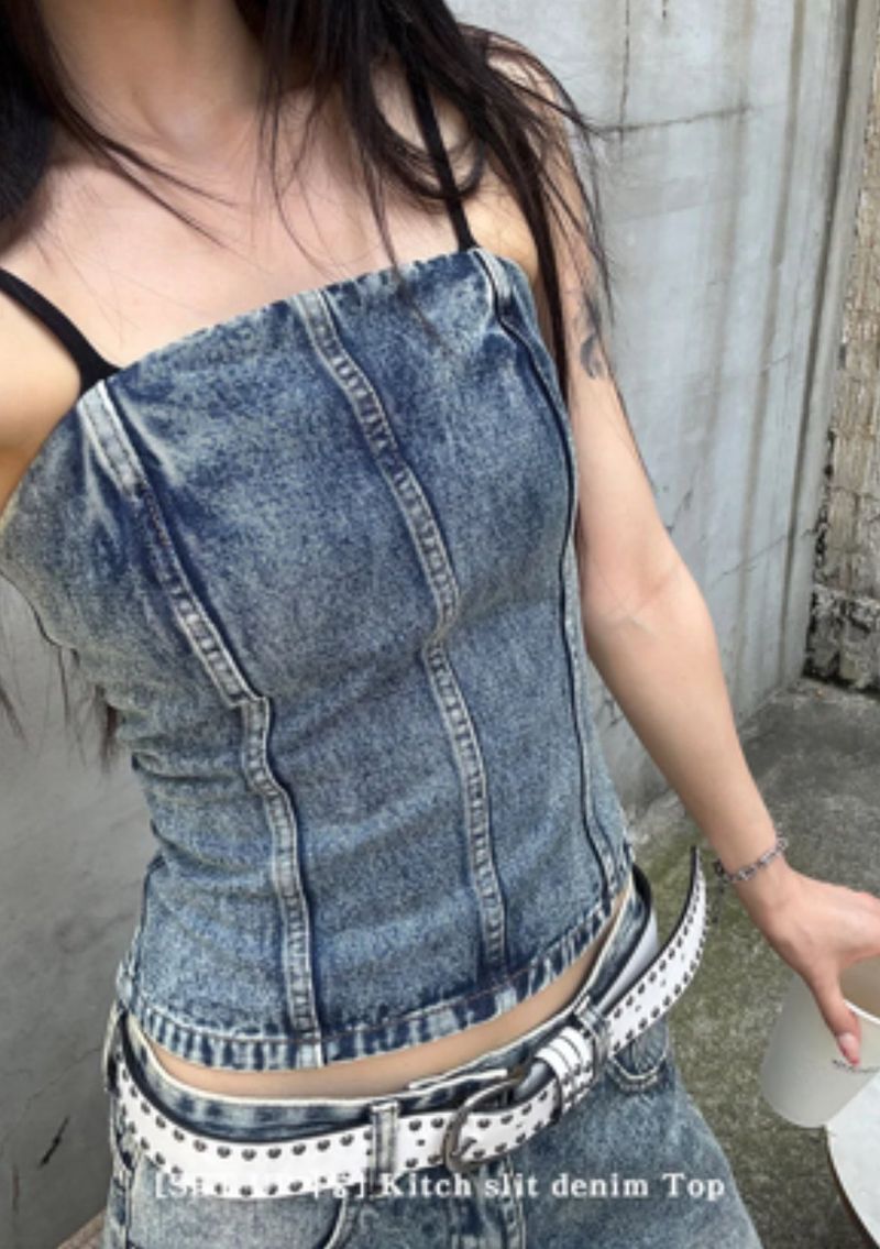 Kitch slit denim top