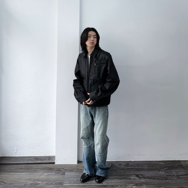 Panelled Straight-Leg Denim Pants