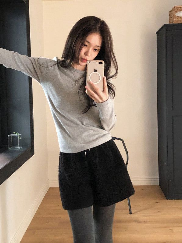 Peach Warm Basic Long Sleeve T-Shirt (6color)