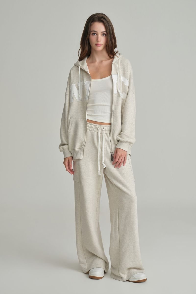 NYC hooded zip-up, Light Melange