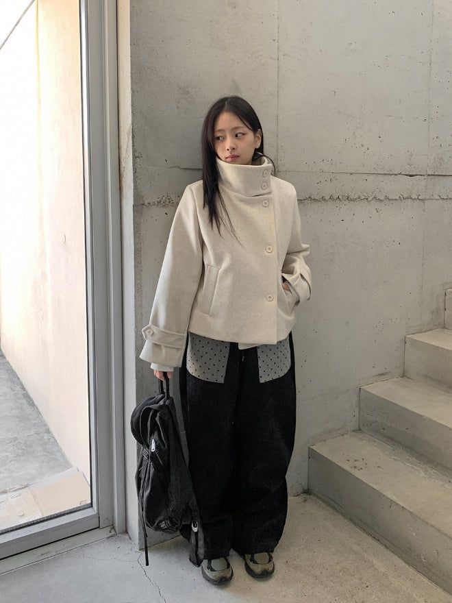 Hanpori Quilted High-Neck Short Coat
