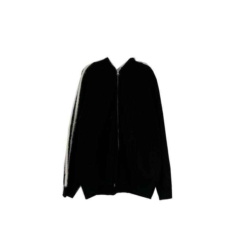 hairy line knit zip-up