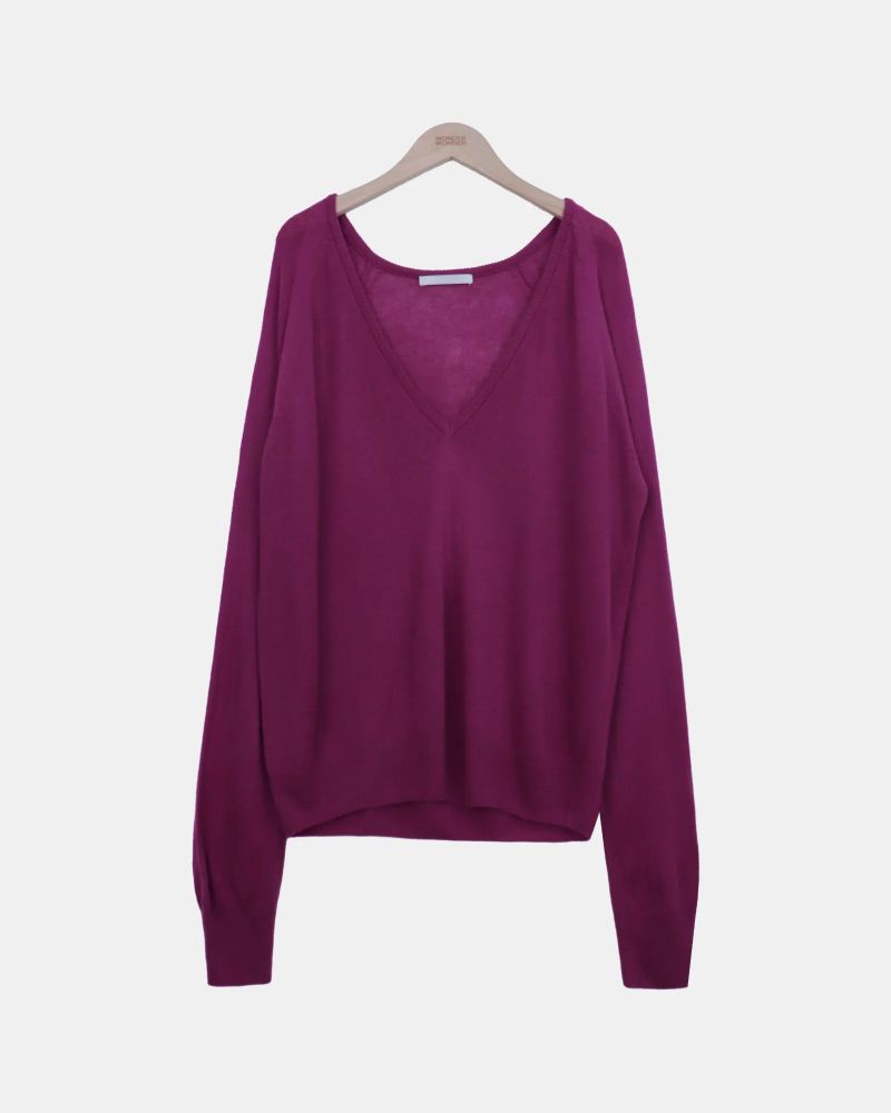 Ria Deep V-Neck Long-Sleeve Knit