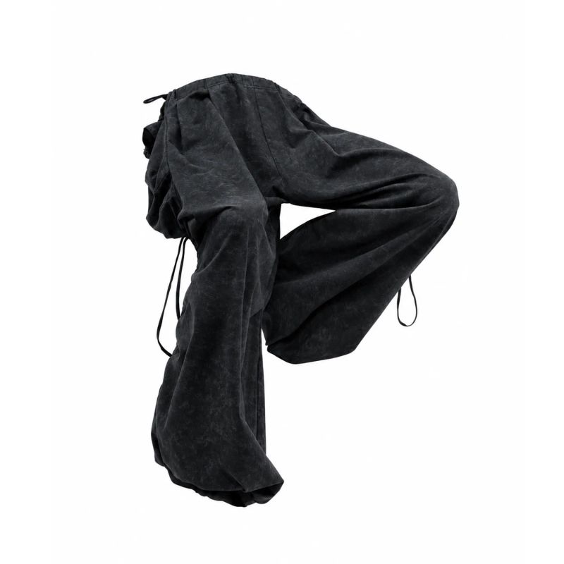 RELABEL('LABEL) tie-dye pants with pleated leg openings, adjustable, loose and draping, street casual sweatpants
