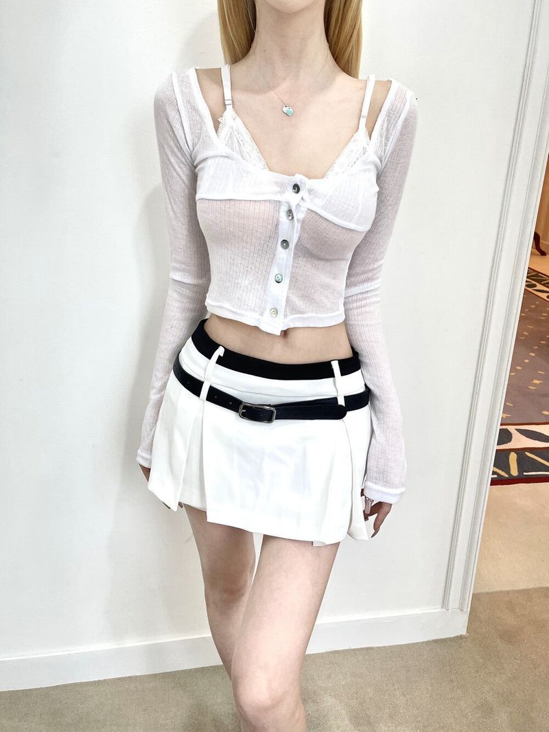 1303. Bralette layered button T (3color)