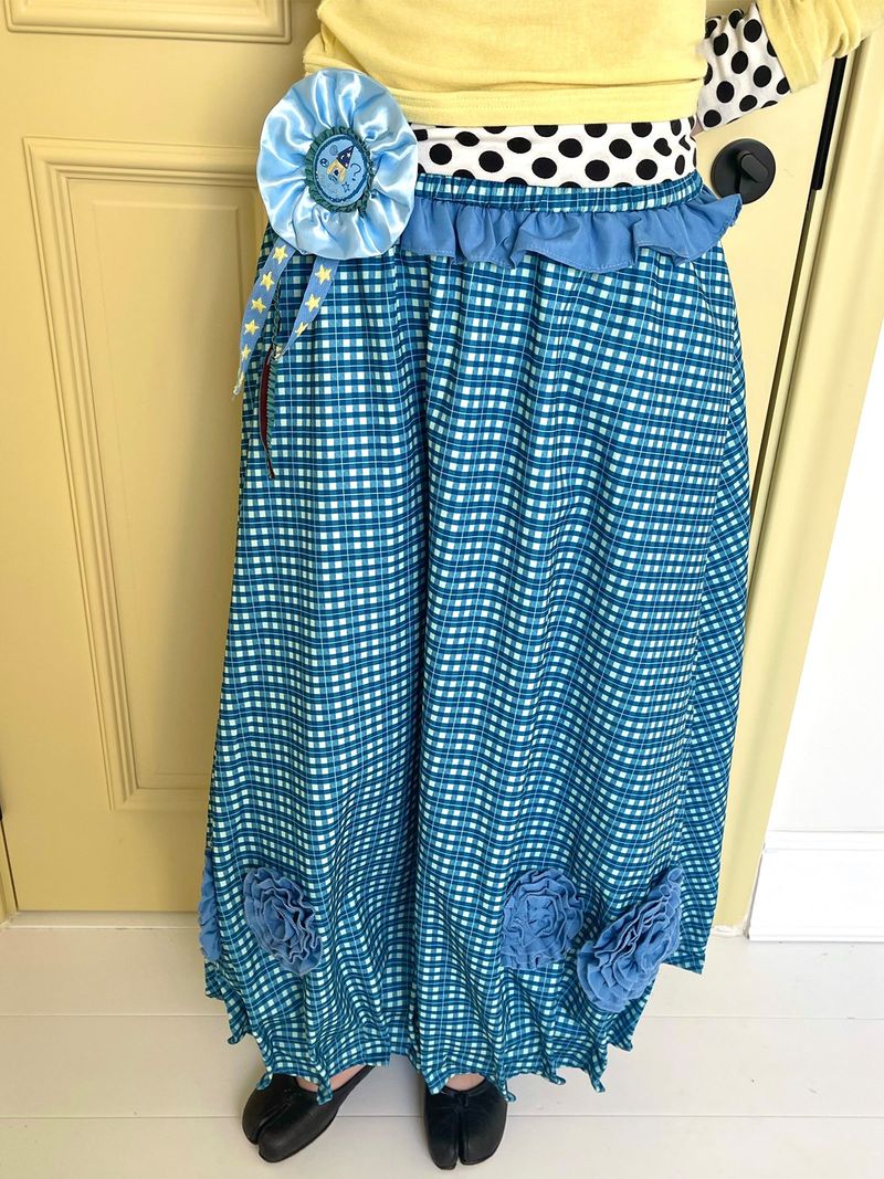 UnsocialNight(アンソーシャルナイト)の「UnsocialNight2025 Autumn New Original Blue Plaid Stitching Casual Flower Flower Skirt Women(Skirts)」
