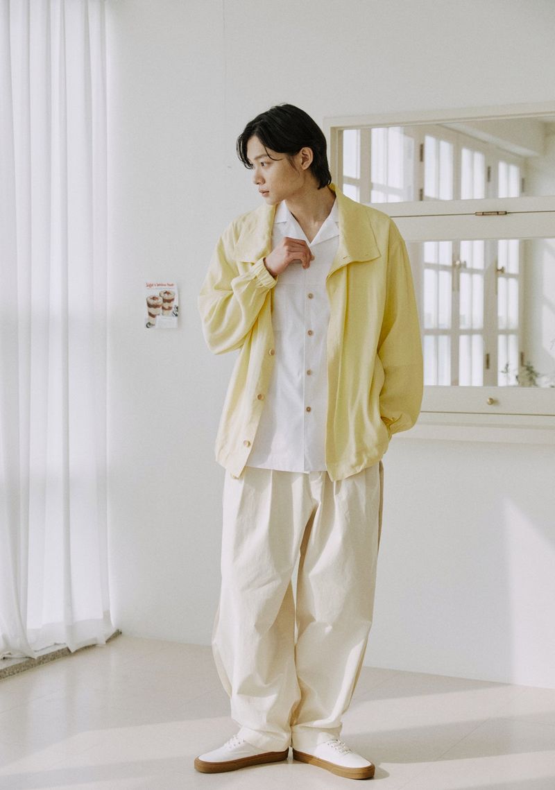 unisex side balloon pants cream