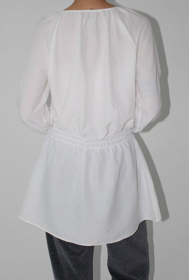 WAIST SHIRRING LONG BLOUSE