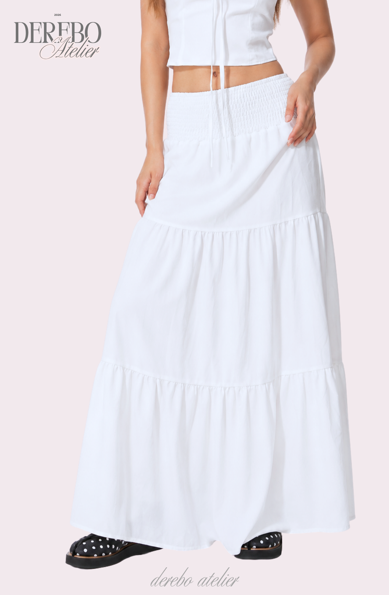 Shirring bustier long skirt set-up (set)