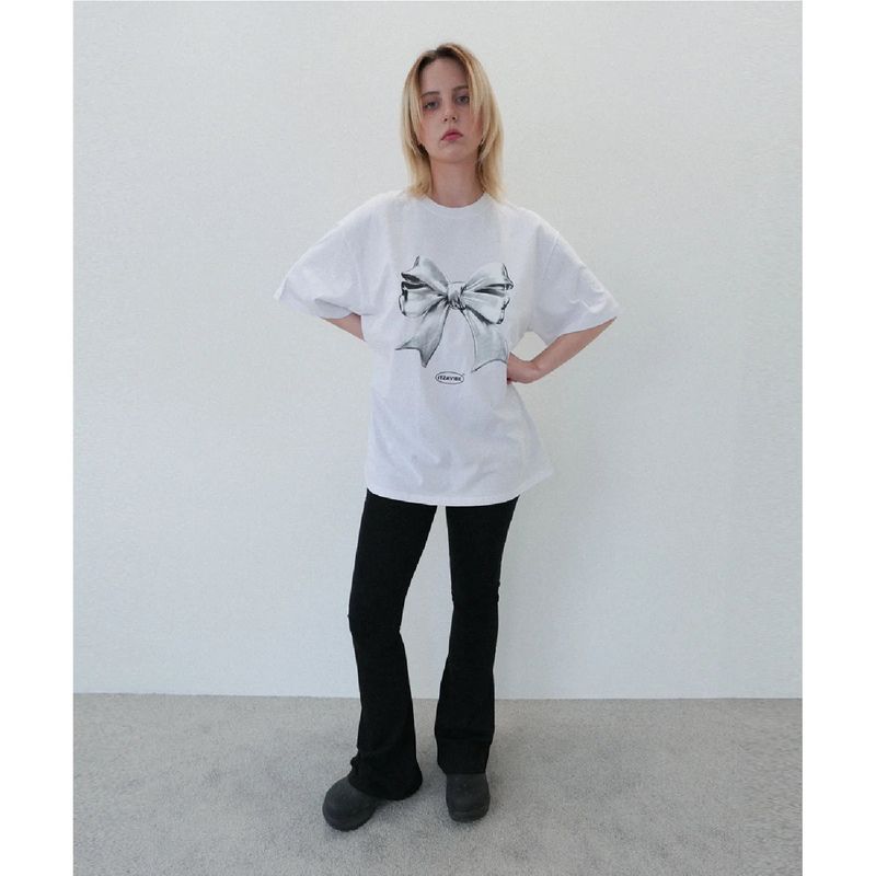 【数量限定】METALLIC RIBBON T SHIRT - WHITE 