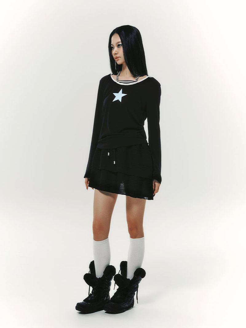STRING TIED L/S BLACK