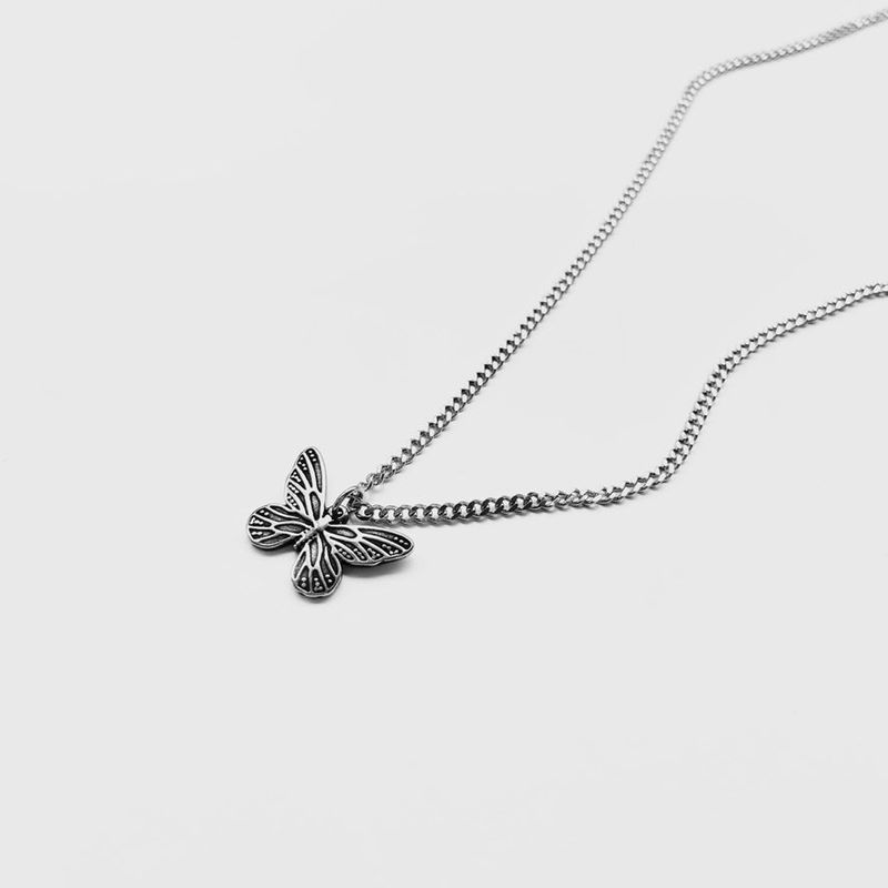 Black vintage butterfly necklace