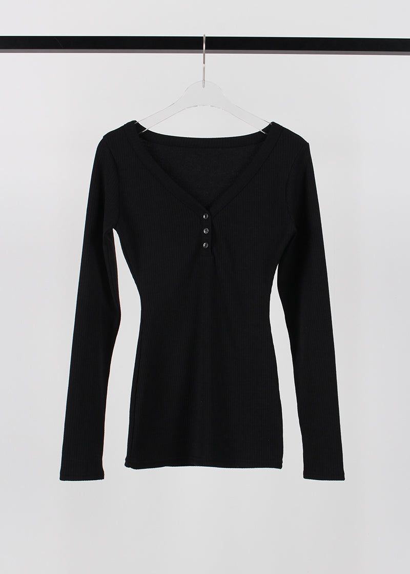 RIB BUTTON LONG TEE