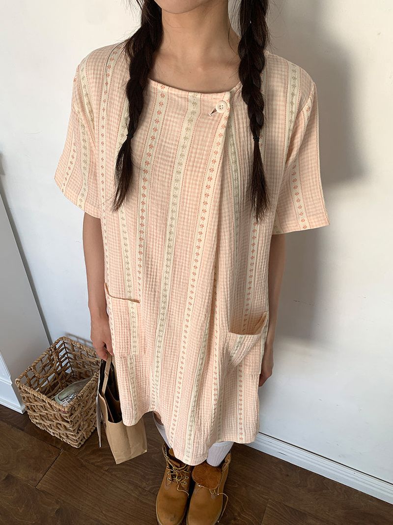 SOFT FLOWER BUTTON DRESS (2C)