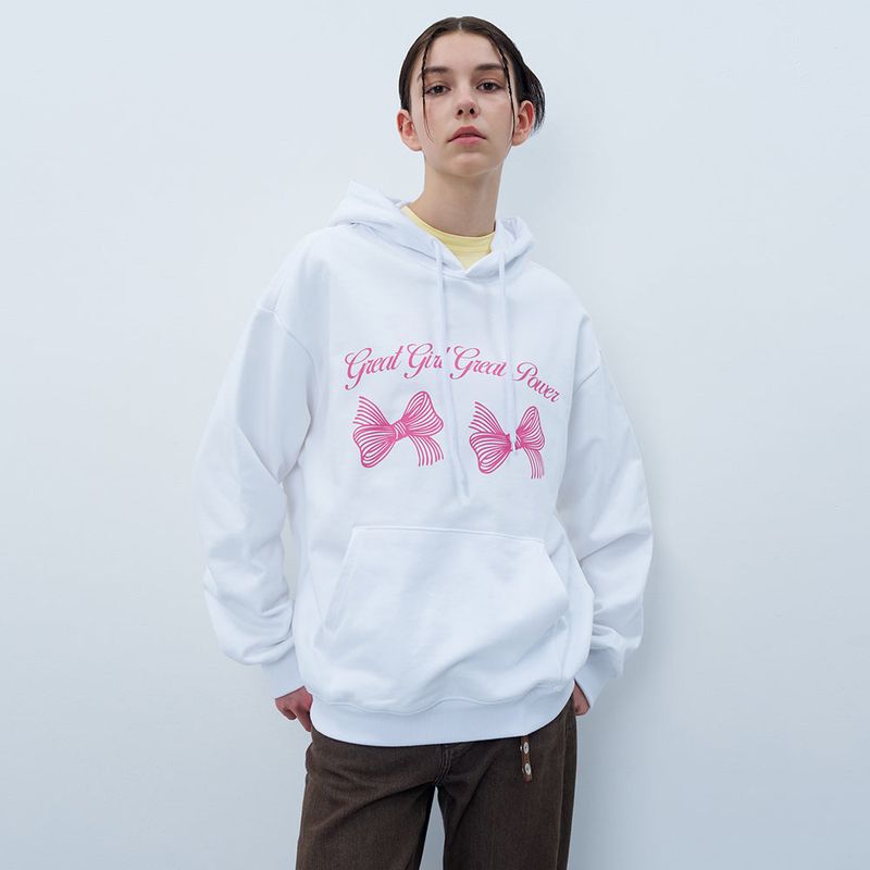 NCOVER(エンカバー)の「TWIN RIBBON HOODIE-WHITE(Tops)」