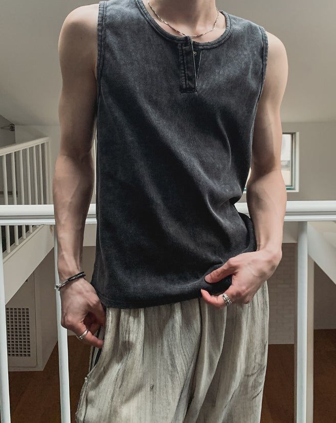 Dust Pigment Henley Sleeveless