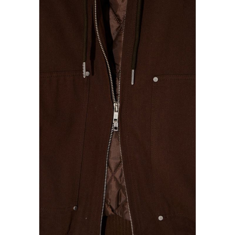 Dummy Rivet Crop Cotton Hooded Jacket 2C