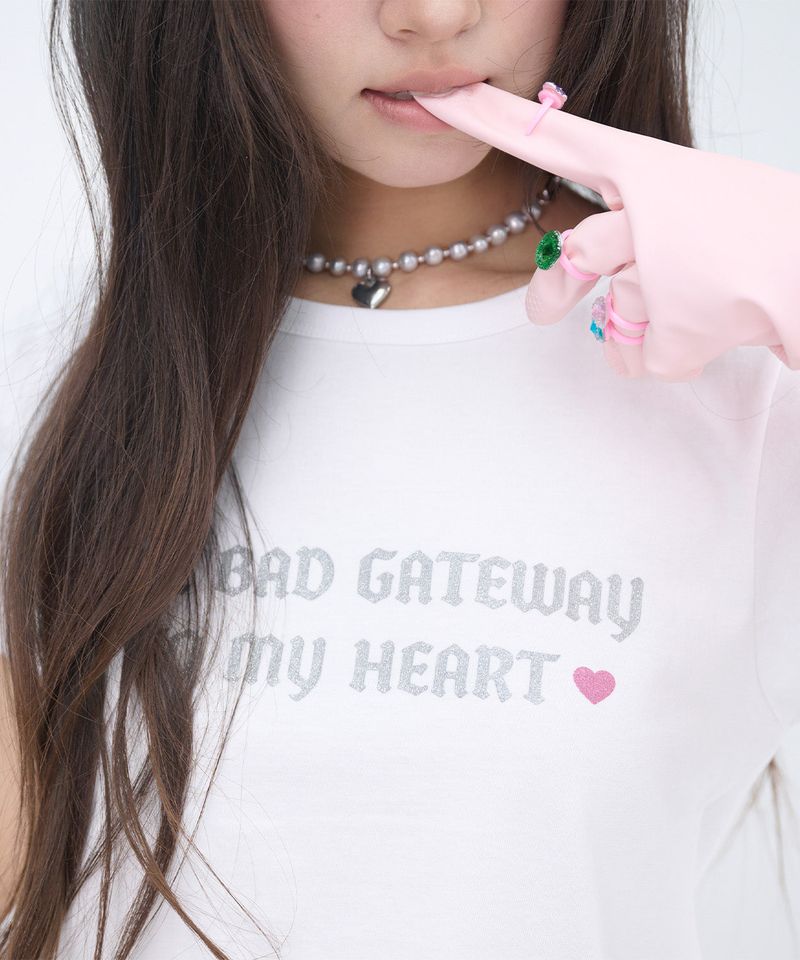 502 GLITTER LETTERING T SHIRT - WHITE