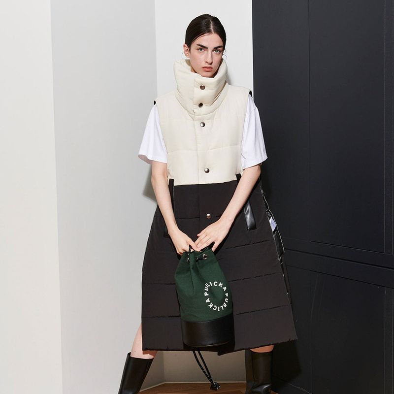  [UNISEX] JUN PADDING VEST, IVORY + BLACK
