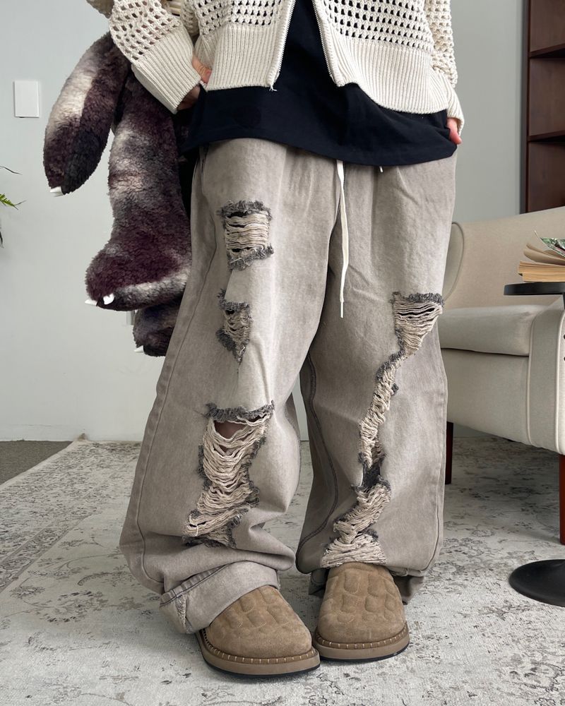 Vintage Beige grunge Balloon Bendable Pants