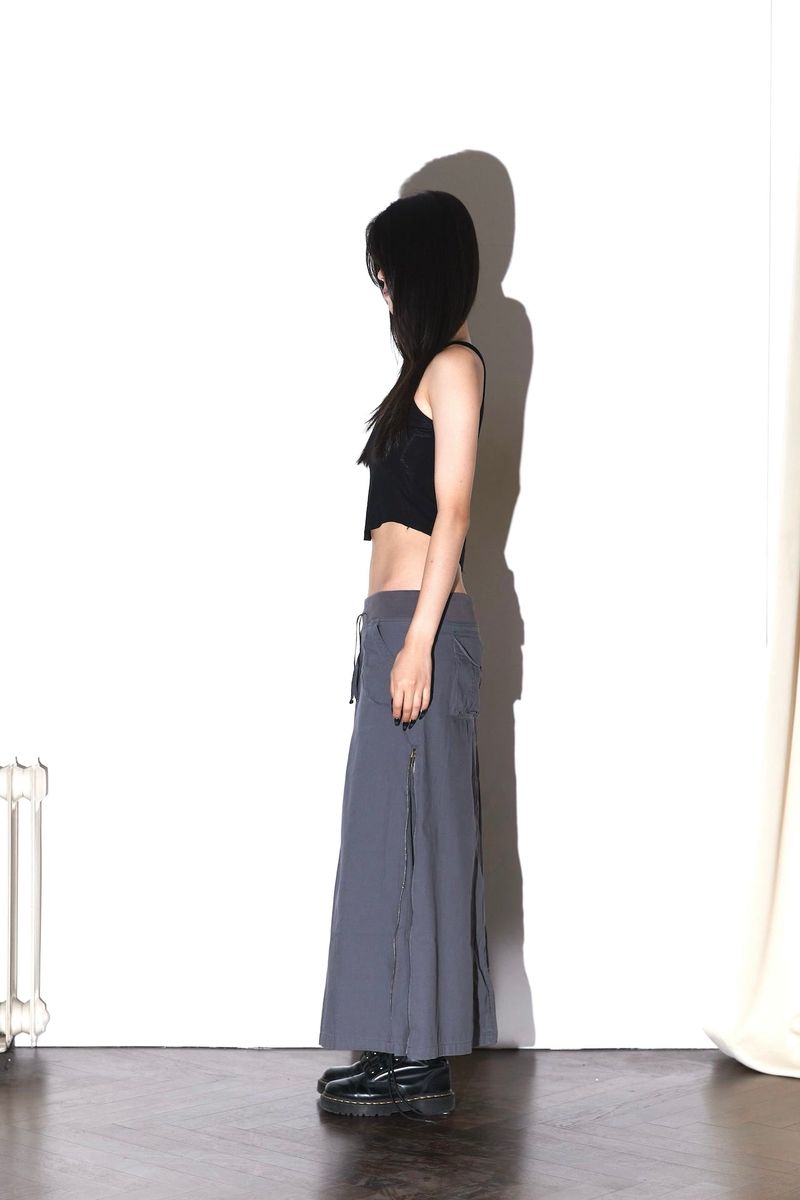 07 ZIP WASHED SKIRT CHARCOAL