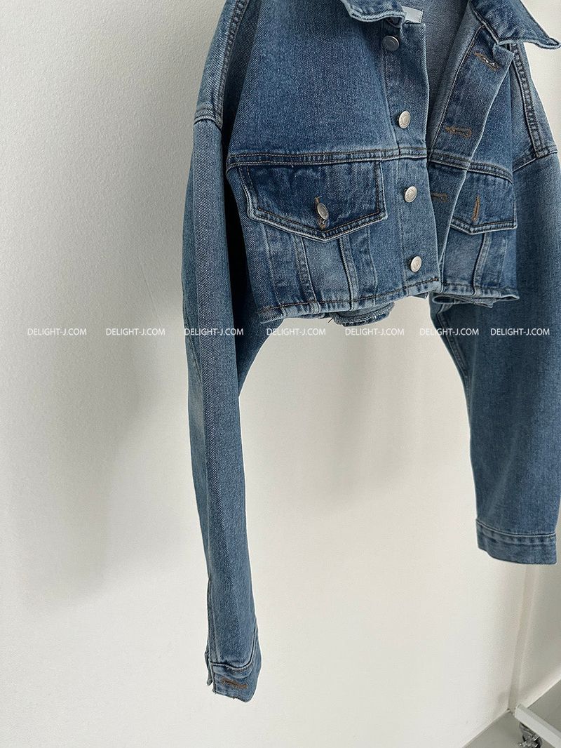 Wafer pocket cropped jean jacket