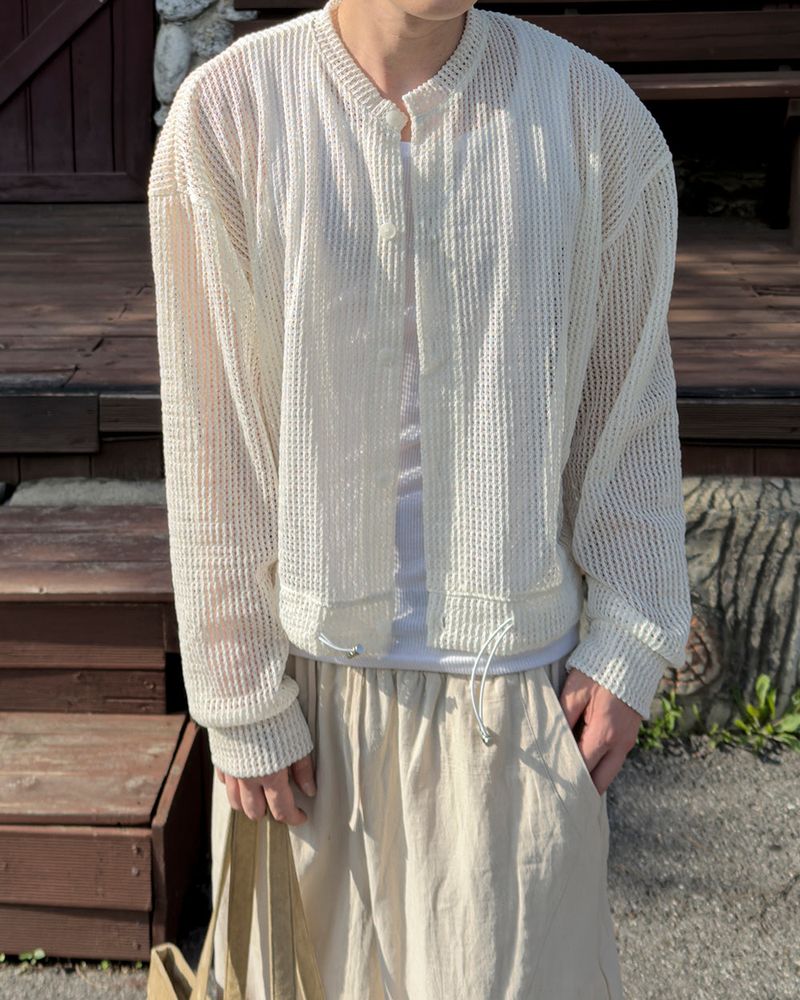 Bellon Summer Mesh Crop Cardigan