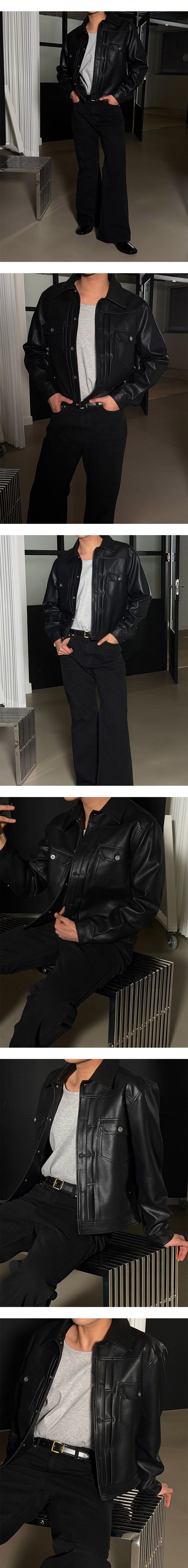 [NEW SEASON] Leather trucker jacket