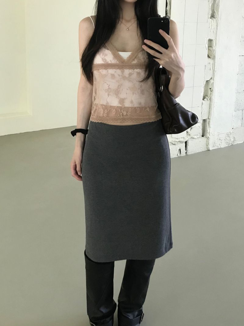 Flower See-Through Lace Sleeveless Top (2 colors)
