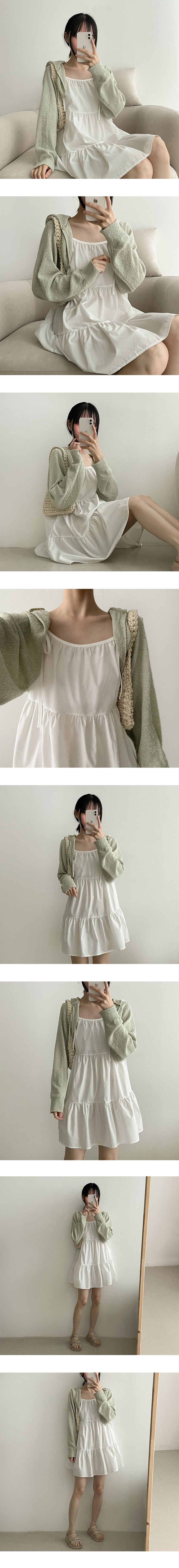 Echiribbon String Sleeveless Mini Cancan Dress