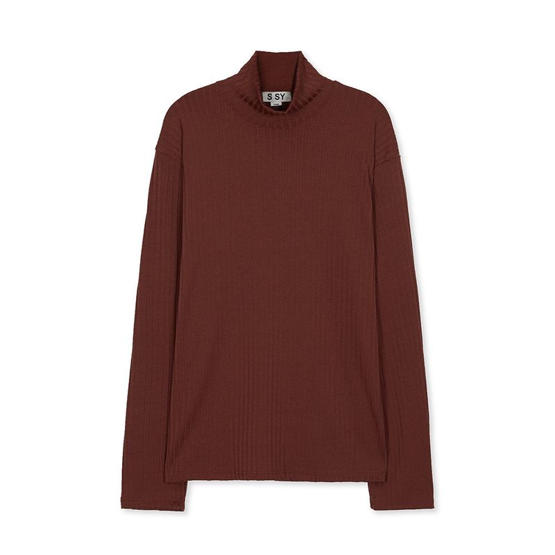 harris silky turtle neck long sleeve burgandy