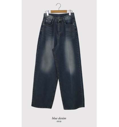 Blue Deep Washed Denim Wide Pants