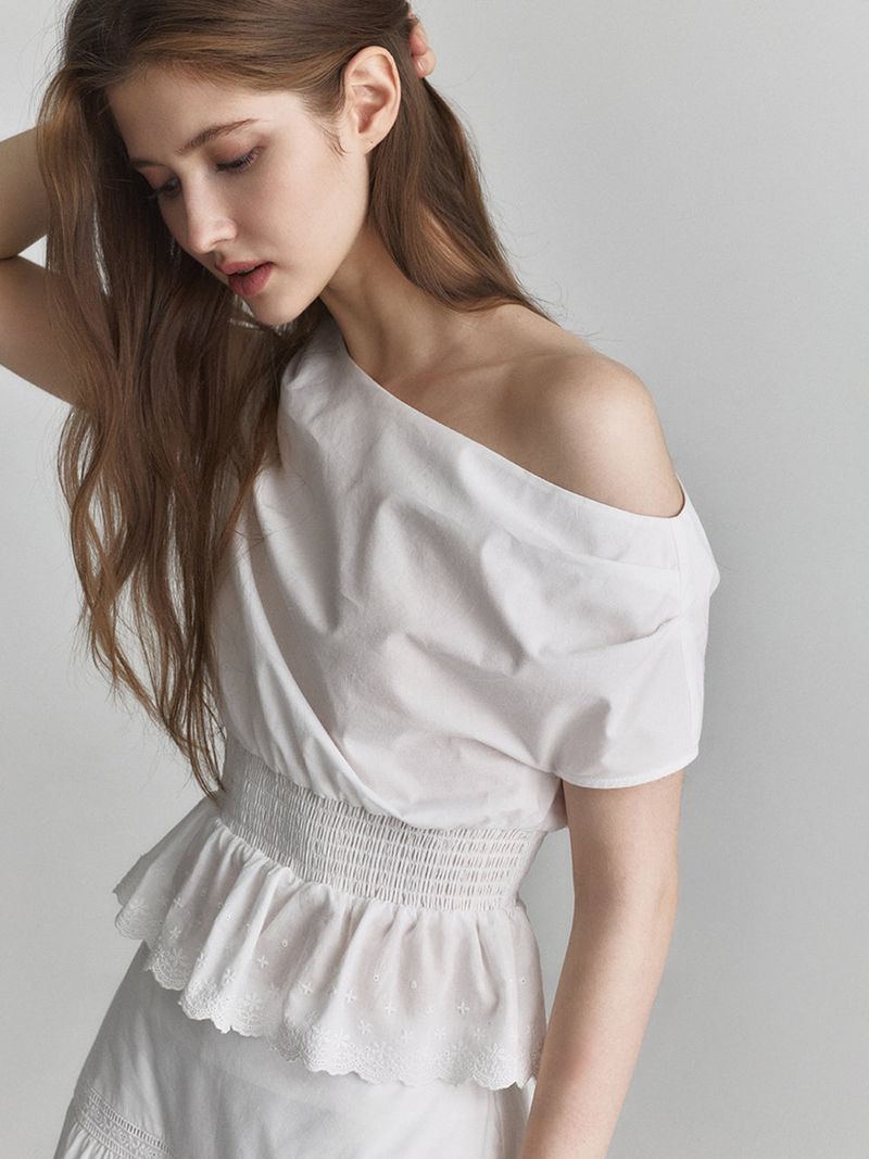 Drape lace blouse (Ivory)