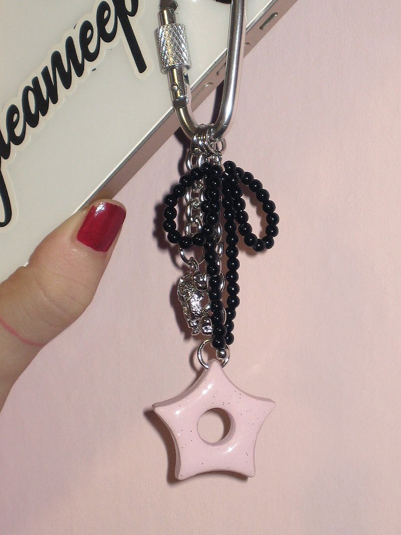 funky pink skeleton keyring