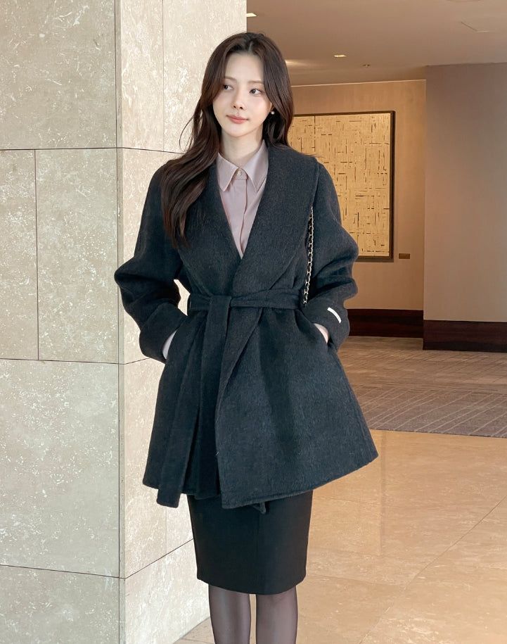 Scott Shawl Collar Wool Handmade Half Coat