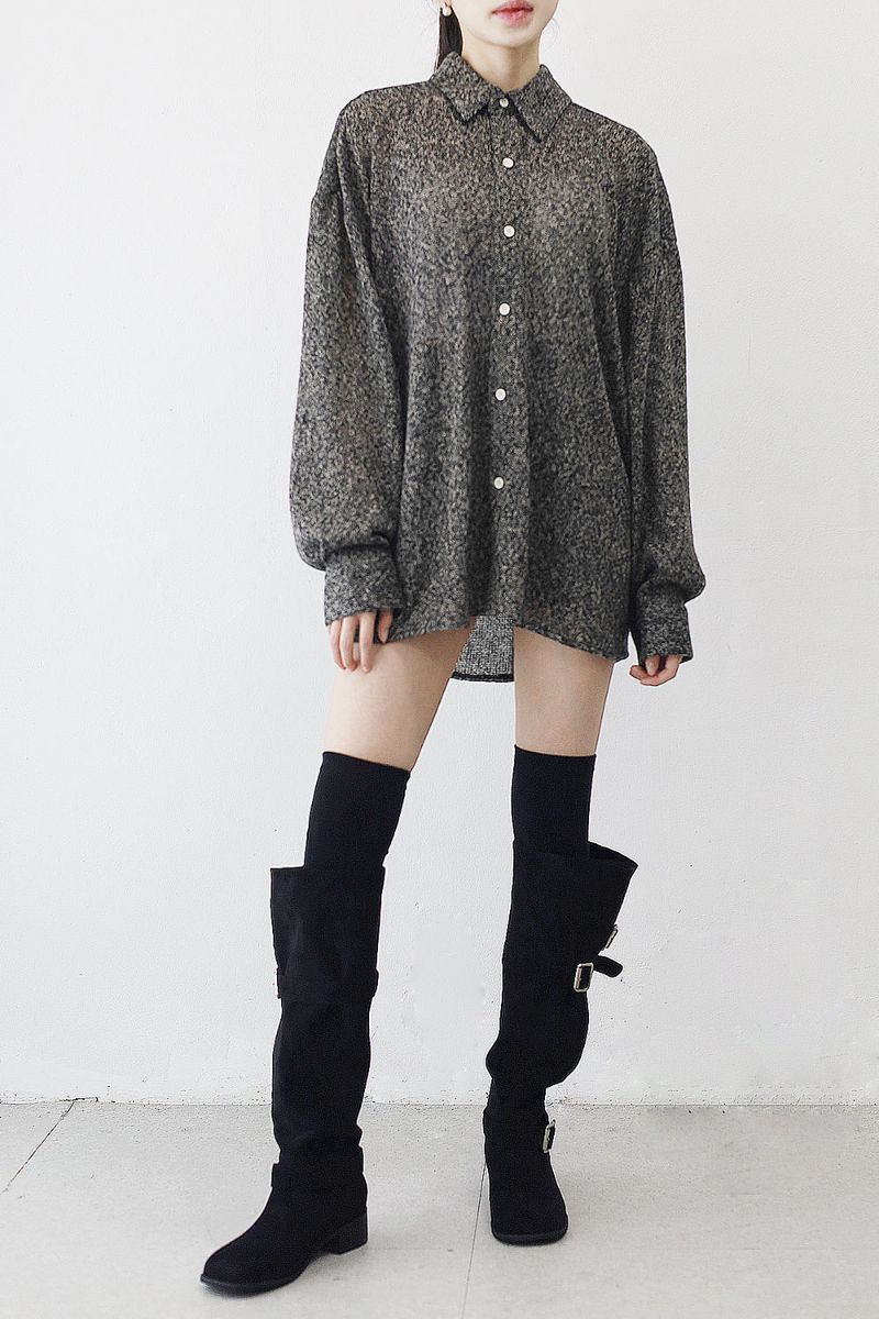 (Unisex) ブレットオーバーサイズニットシャツ