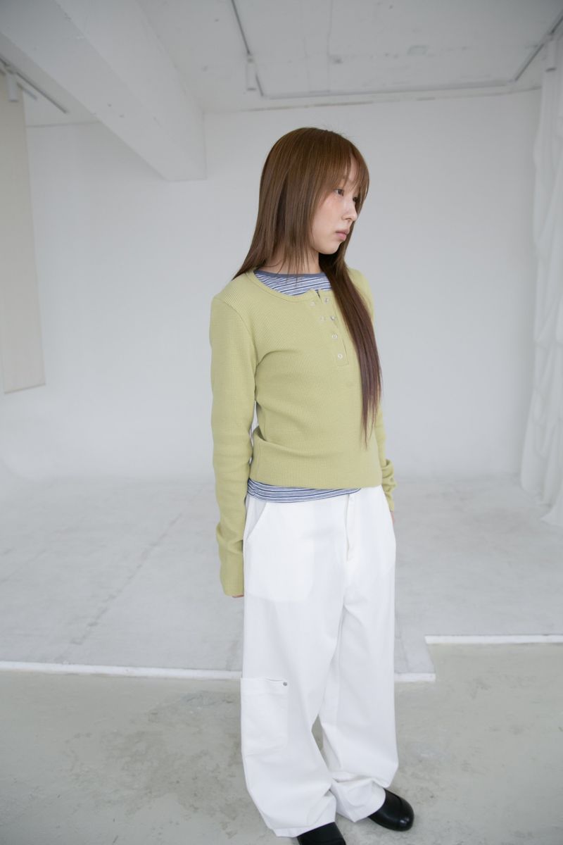 olive waffle snap top(3colors)