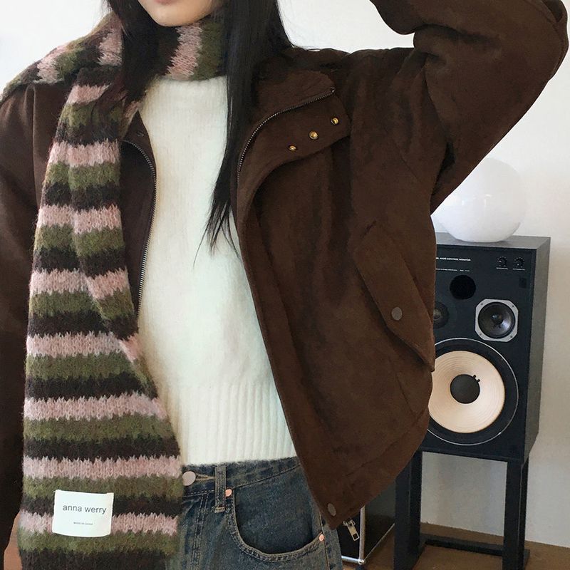 Adieu pastel gradation mix round long sleeve knit