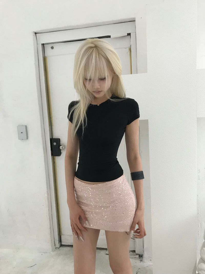 SPARKLE MINI SKIRT(PINK)