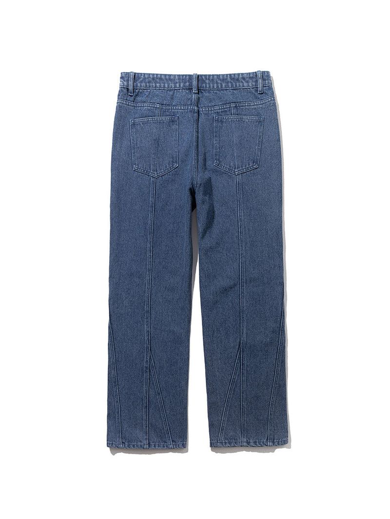 INCISION INVERTED WASHED DENIM PANTS