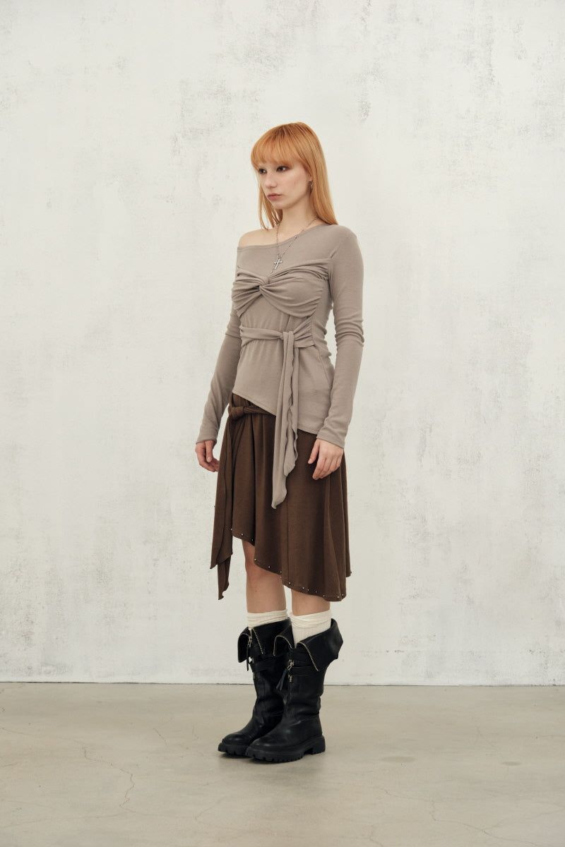 st stud skirt (brown)